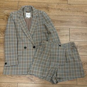 Madewell | Gingham Seersucker Blazer + Short | Matching Set